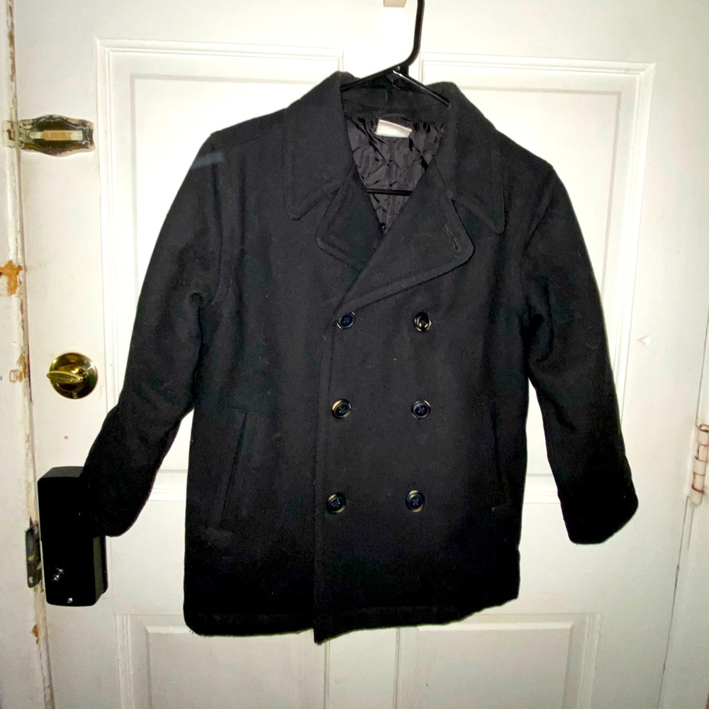 Crazy8 | Kids Black Double Breasted Wool Coat | Boys | 7-8